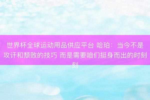 世界杯全球運(yùn)動(dòng)用品供應(yīng)平臺(tái) 哈珀：當(dāng)今不是攻訐和頹敗的技巧 而是需要咱們挺身而出的時(shí)刻